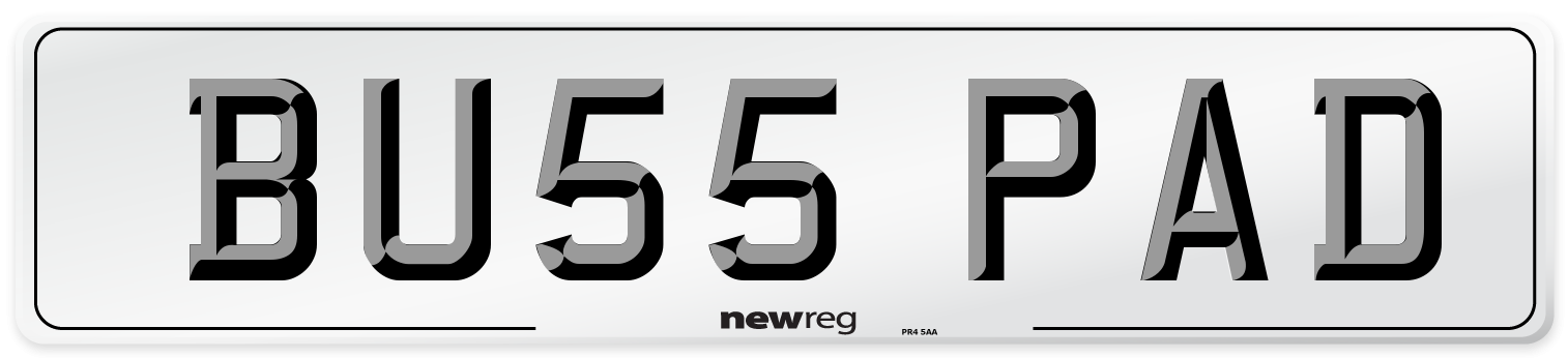 BU55 PAD Number Plate from New Reg